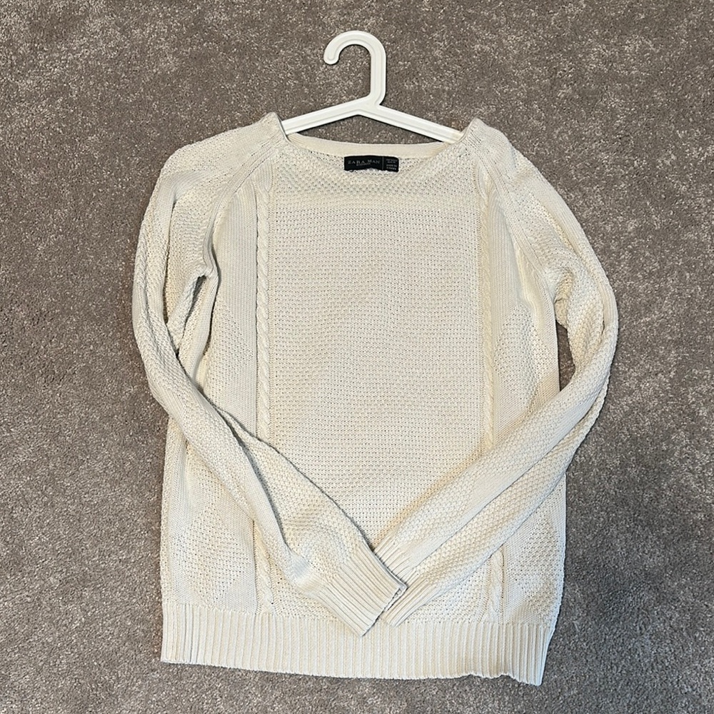 Cable Knit Cream Sweater from Zara men size M